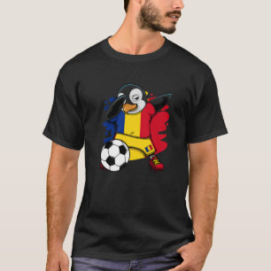 ダビングペンギンルーマニアのサッカーファンのジャージーフットバル Tシャツ