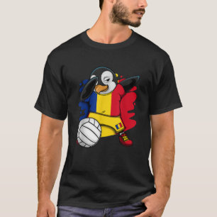 ダビングペンギンルーマニアバレーボールのファンのジャージーサム Tシャツ