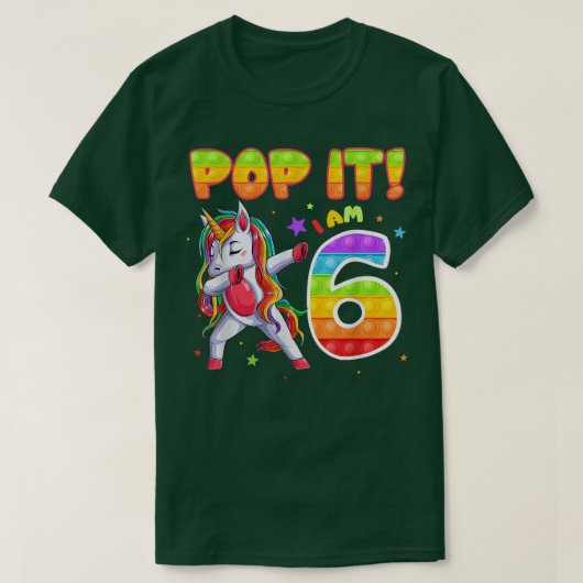 ダビングポップ・アートのユニコーン私は6歳の誕生日だ Tシャツ (デザイン正面)
