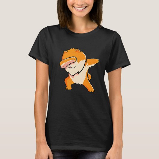 ダビングポメラニア犬ドッグダブダンス Tシャツ (正面)