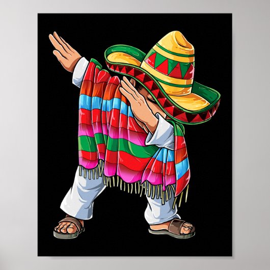 ダビングメキシコポンチョCinco De Mayo Boys Men Shor ポスター (正面)