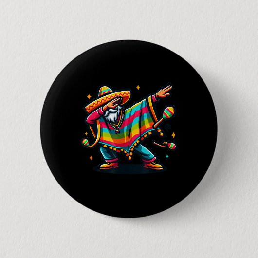 ダビングメキシコポンチョCinco De Mayo Boys Men Somb 缶バッジ (正面)