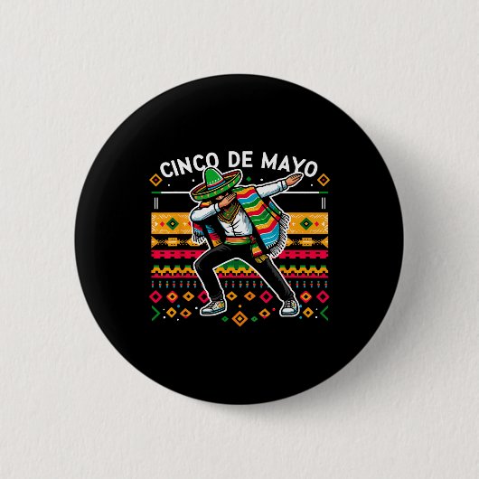 ダビングメキシコポンチョCinco De Mayo Fiesta 4 缶バッジ (正面)