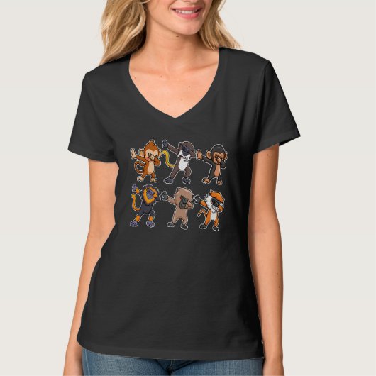 ダビングモンキー顔動物男性へ女性 Tシャツ (正面)