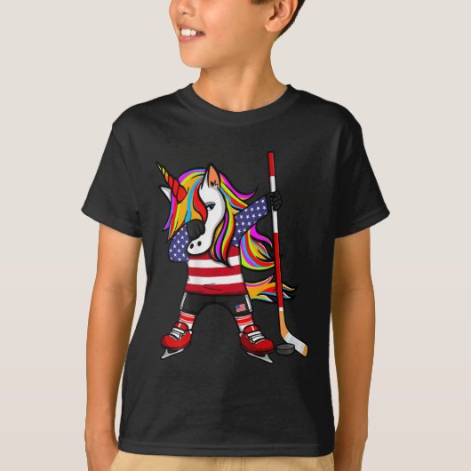 ダビングユニコーンアメリカアイスホッケー愛好家ジャージーU Tシャツ (正面)