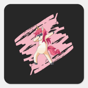 ダビングユニコーンガールジリーガールズギフトおもしろいアイディア スクエアシール