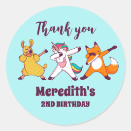 ダビングユニコーンキツネラマ子供の誕生日パーティー ラウンドシール