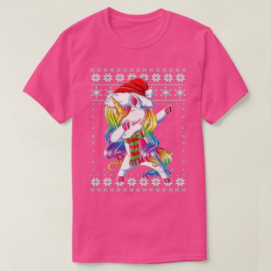ダビングユニコーンサンタ – セータークリスマス Tシャツ (デザイン正面)