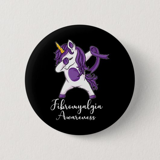 ダビングユニコーンパープルリボン線維筋痛アワレネ 缶バッジ (正面)
