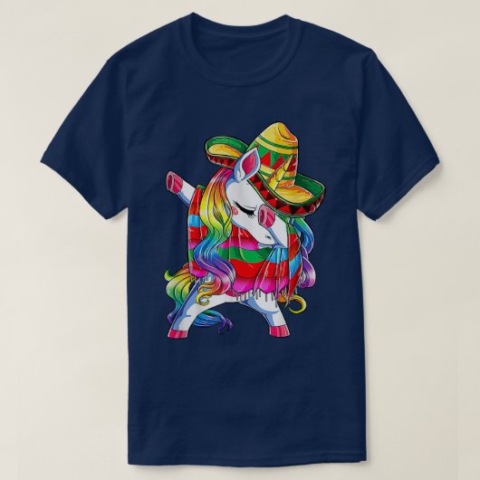 ダビングユニコーンポンチョPoncho Hat Shirt Cinco De M Tシャツ (デザイン正面)