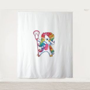 ダビングユニコーンラクロスおもしろいラックスプレーヤーTシャツ タペストリー