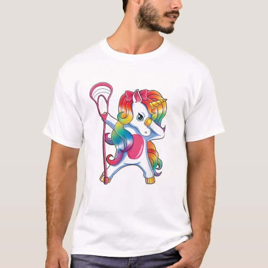 ダビングユニコーンラクロス面白いLaxプレイヤーTシャツ Tシャツ (正面)