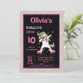 ダビングユニコーンローラースケートで滑る誕生日パーティーインヴィ 招待状 (スタンド正面)