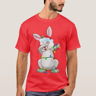 ダビングラビットクリスマスライツおもしろいサンタ・ラビットChri Tシャツ