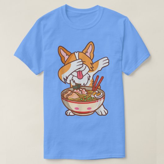 ダビングラーメンおもしろいアニメかわいいドッグジャパ Tシャツ (デザイン正面)
