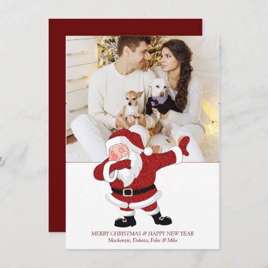 ダビングレッドサンタクロース|おもしろいホリデークリスマスユーモア シーズンカード (正面/裏面)