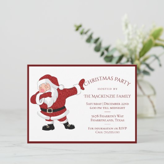 ダビングレッドサンタクロース|おもしろいホリデークリスマスユーモア シーズンカード (スタンド正面)