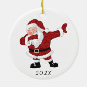 ダビングレッドサンタクロース |おもしろい休日クリスマスユーモア セラミックオーナメント (裏面)