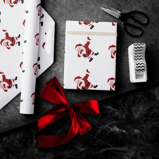 ダビングレッドサンタクロース |おもしろい休日クリスマスユーモア ラッピングペーパー