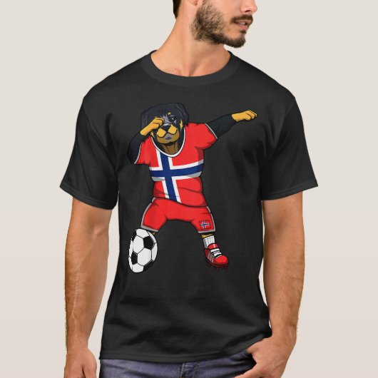ダビングロットワイラーノルウェーサッカーファン Tシャツ (正面)
