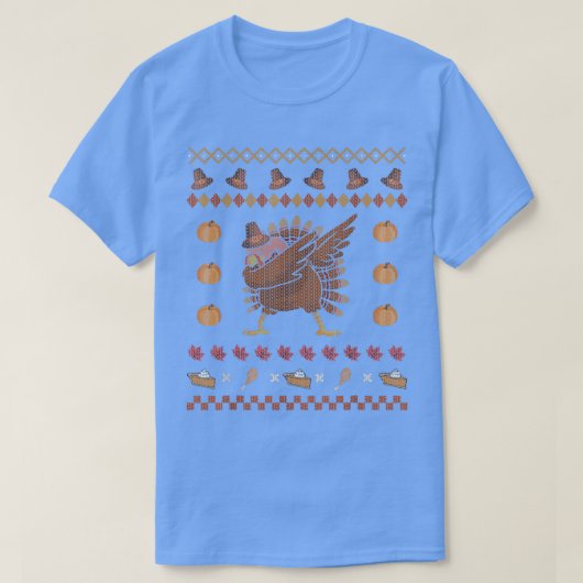 ダビング七面鳥の醜いクリスマスセーターおもしろい感謝してい Tシャツ (デザイン正面)