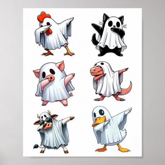 ダビング動物ファームハロウィーン幽霊の衣装おもしろい ポスター (正面)