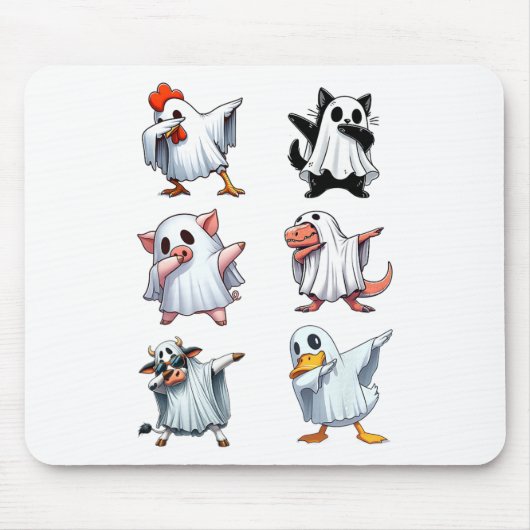 ダビング動物ファームハロウィーン幽霊の衣装おもしろい マウスパッド (正面)