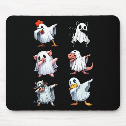 ダビング動物ファームハロウィーン幽霊の衣装おもしろい マウスパッド (正面)