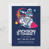 ダビング宇宙飛行士宇宙ロケット子供の誕生日 招待状 (正面)