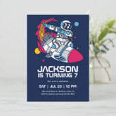 ダビング宇宙飛行士宇宙ロケット子供の誕生日 招待状 (スタンド正面)