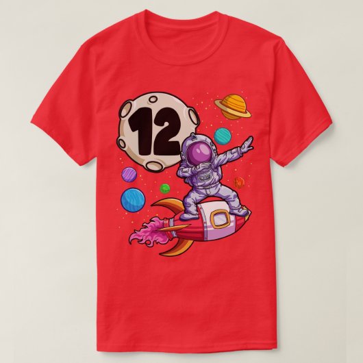 ダビング宇宙飛行士12歳誕生日少年12th Bir Tシャツ (デザイン正面)