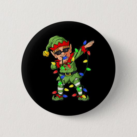 ダビング小妖精や小人クロースクリスマスツリーライトボーイズキッズ 缶バッジ (正面)