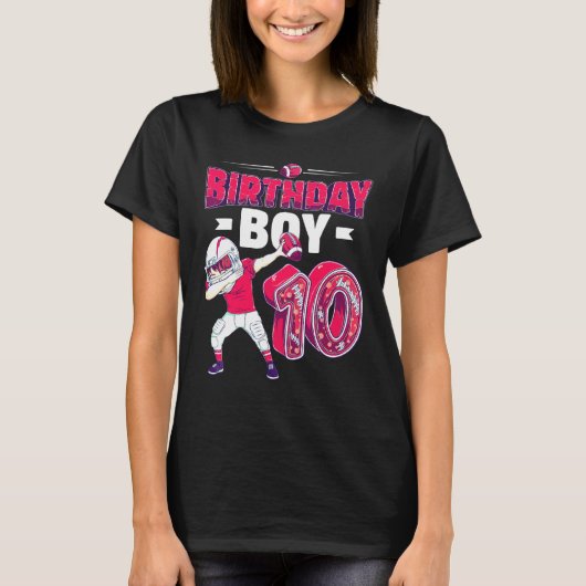ダビング少年 10歳 アメリカンフットボール 10歳の誕生日 Tシャツ (正面)