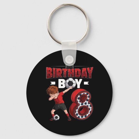 ダビング少年 8歳 サッカー選手 8歳の誕生日 キーホルダー (正面)