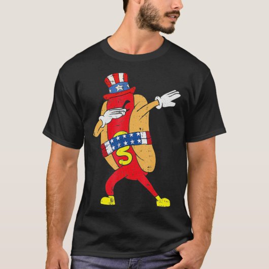ダビング愛犬7月4日おもしろい愛国 Tシャツ (正面)