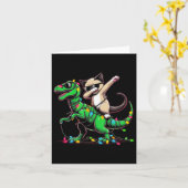 ダビング東洋のショートヘアのオンクリスマスライト恐竜 カード (黄色い花)