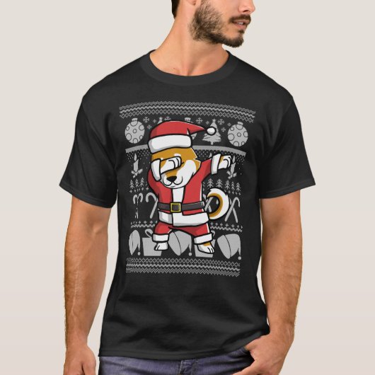 ダビング柴犬醜いクリスマスセーターグラフィックC Tシャツ (正面)