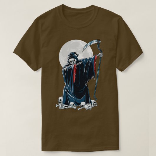 ダビング死神のスケルトンのハロウィーンの衣装フー Tシャツ (デザイン正面)