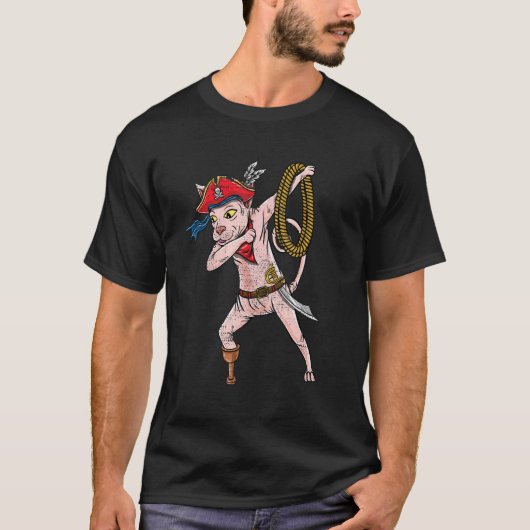 ダビング海賊スフィンクス猫ビンテージ Tシャツ (正面)