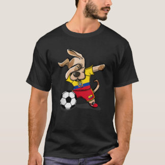 ダビング犬エクアドルサッカーエクアドル国旗フットボール Tシャツ