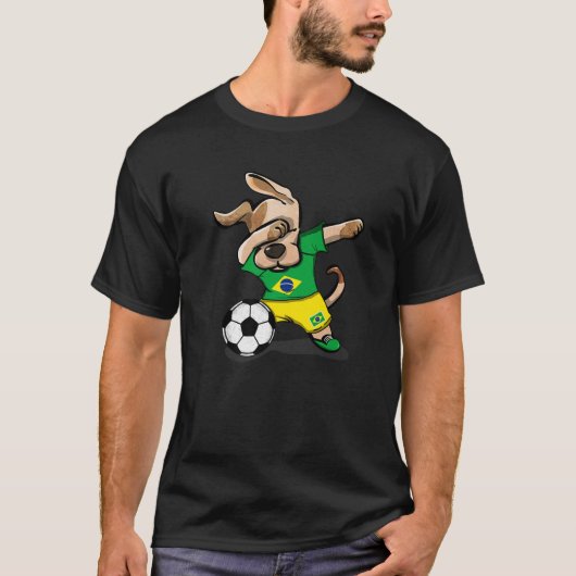 ダビング犬ブラジルのサッカーファンのジャージーBrazil For Tシャツ (正面)