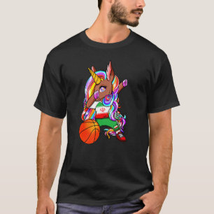 ダビング茶色の肌ユニコーンイランのバスケのファンJe Tシャツ