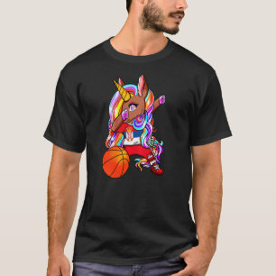 ダビング茶色の肌ユニコーンセルビアのバスケットボールジェース Tシャツ