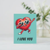 ダビング赤いハート愛するカード ポストカード (スタンド正面)