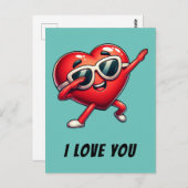 ダビング赤いハート愛するカード ポストカード (正面/裏面)