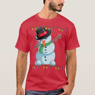 ダビング雪だるまクリスマスライトダブおもしろい雪だるま Tシャツ
