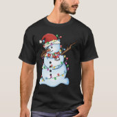 ダビング雪だるまサンタクリおもしろいスマスクリスマスハットダブ Tシャツ (正面)