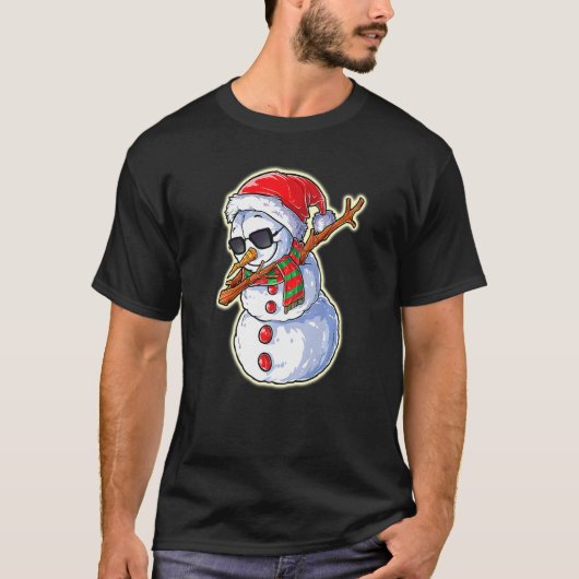 ダビング雪だるまサンタハットサングラスクリスマ Tシャツ (正面)