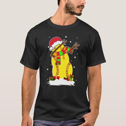 ダビング雪だるまソフトボールサンタ・クリスマスパハ Tシャツ (正面)