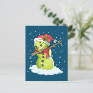 ダビング雪だるまテニスボールティークリスマスクリスマス ポストカード